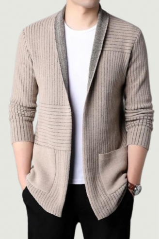 Cardigan Long Pour Hommes Pull Rétro Tricot Vêtements De Rue Manteaux Décontractés Automne Hiver