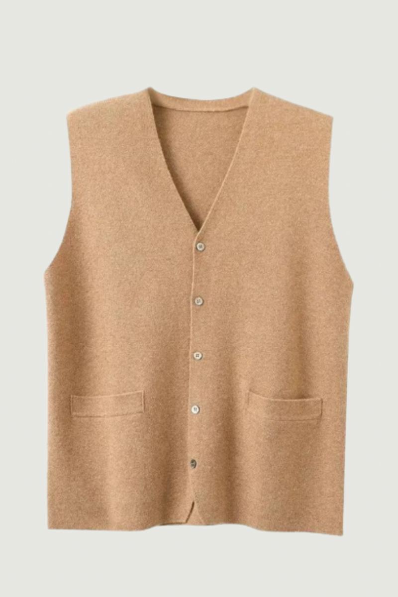 Cardigan En Pur Cachemire Pour Hommes Gilet Automne-hiver Col En V Jeune Haut En Tricot Veste De Gamme Décontracté Pull Sans Manches