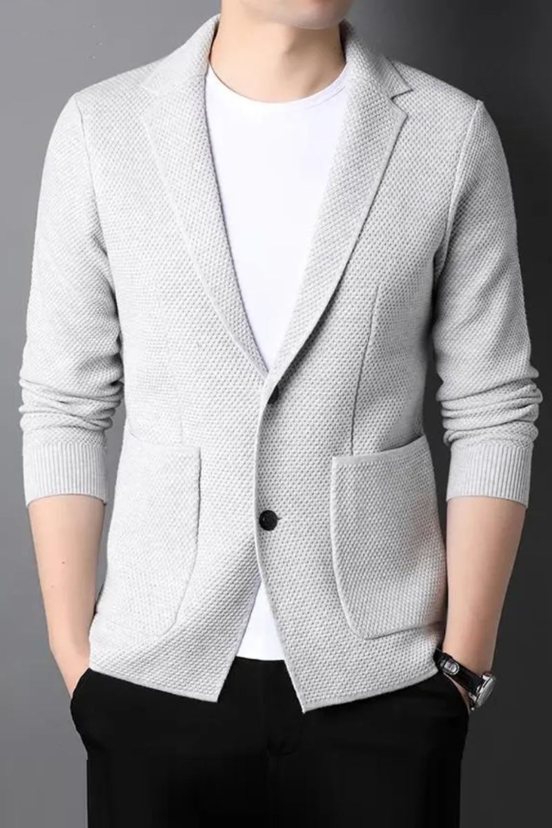 Cardigan De Style Tricoté Pour Hommes Pull Slim Fit Décontracté Manteaux Solides Vêtements De Veste