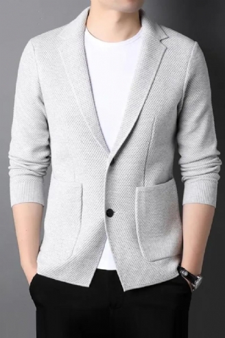 Cardigan De Style Tricoté Pour Hommes Pull Slim Fit Décontracté Manteaux Solides Vêtements De Veste