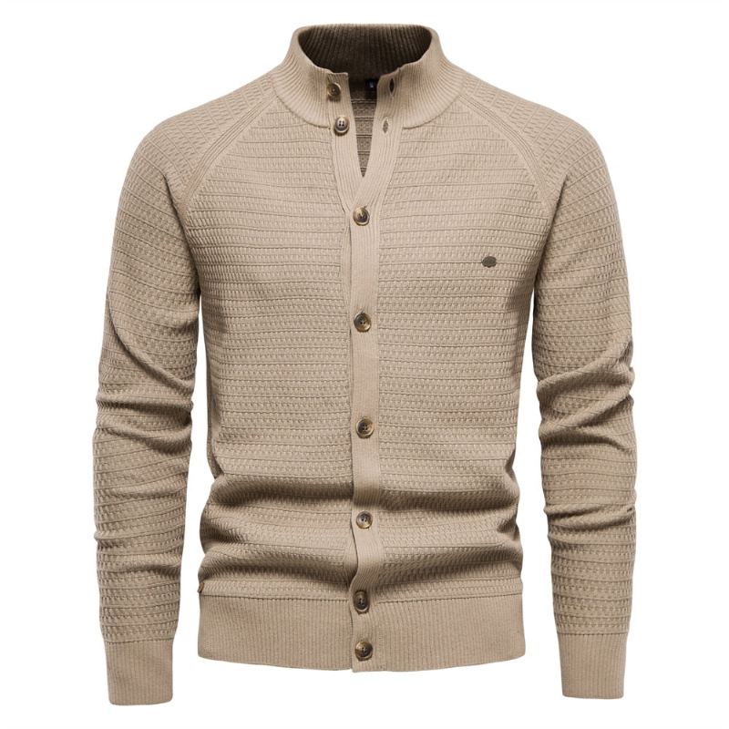 Cardigan Tricoté En Coton Pour Hommes Pull À Col Montant Avec Boutons De Haute Qualité De Styliste Nouvelle Collection Hiver - Vert