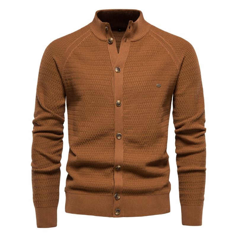 Cardigan Tricoté En Coton Pour Hommes Pull À Col Montant Avec Boutons De Haute Qualité De Styliste Nouvelle Collection Hiver - Vert