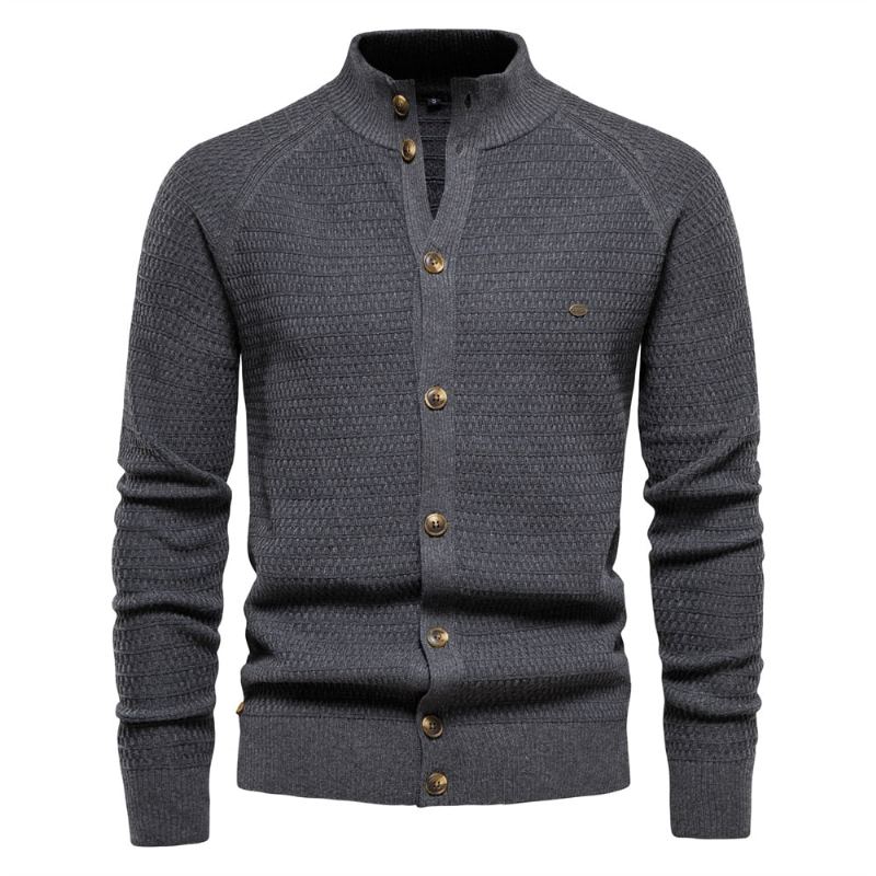 Cardigan Tricoté En Coton Pour Hommes Pull À Col Montant Avec Boutons De Haute Qualité De Styliste Nouvelle Collection Hiver - Vert