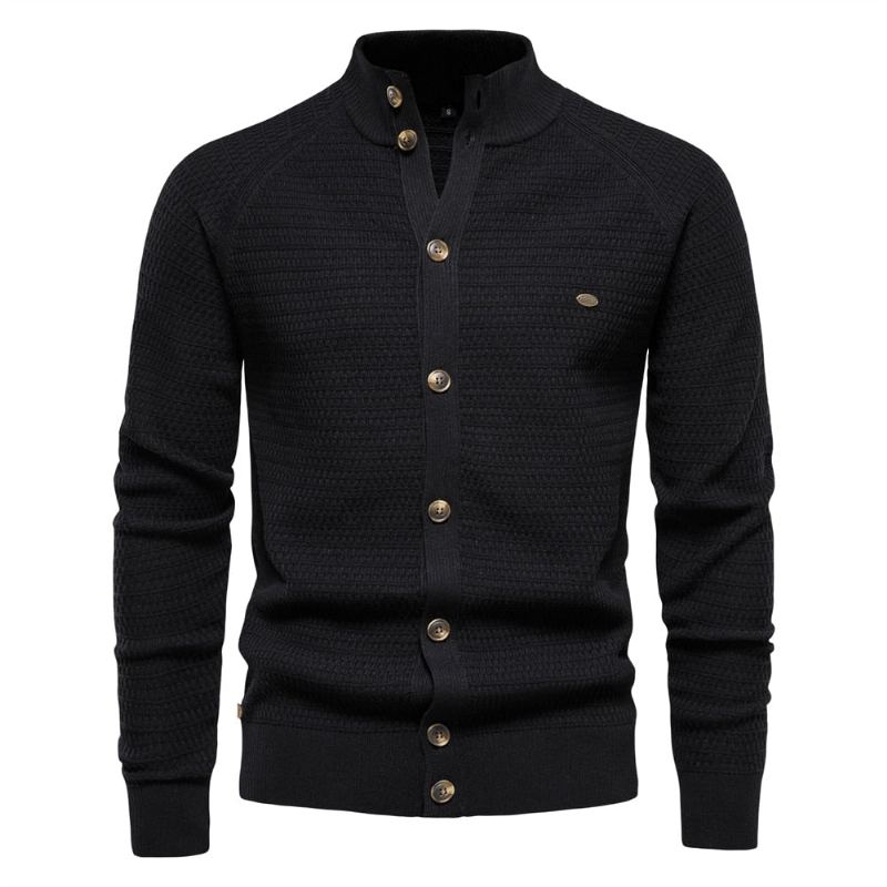 Cardigan Tricoté En Coton Pour Hommes Pull À Col Montant Avec Boutons De Haute Qualité De Styliste Nouvelle Collection Hiver - Vert