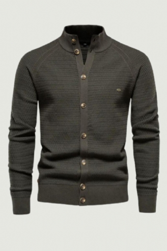 Cardigan Tricoté En Coton Pour Hommes Pull À Col Montant De Styliste Hiver