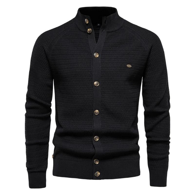 Cardigan Tricoté En Coton Pour Hommes Pull À Col Montant De Styliste Hiver - Vert