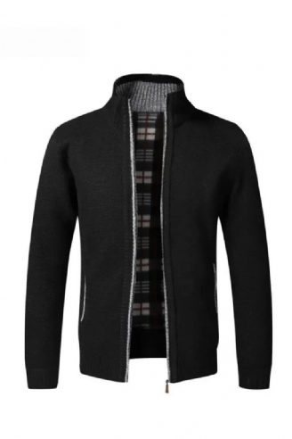 Cardigan Tricoté Pour Hommes Vêtement D'hiver Vintage En Polaire Chaud Pull Slim Fit Manteau D'extérieur