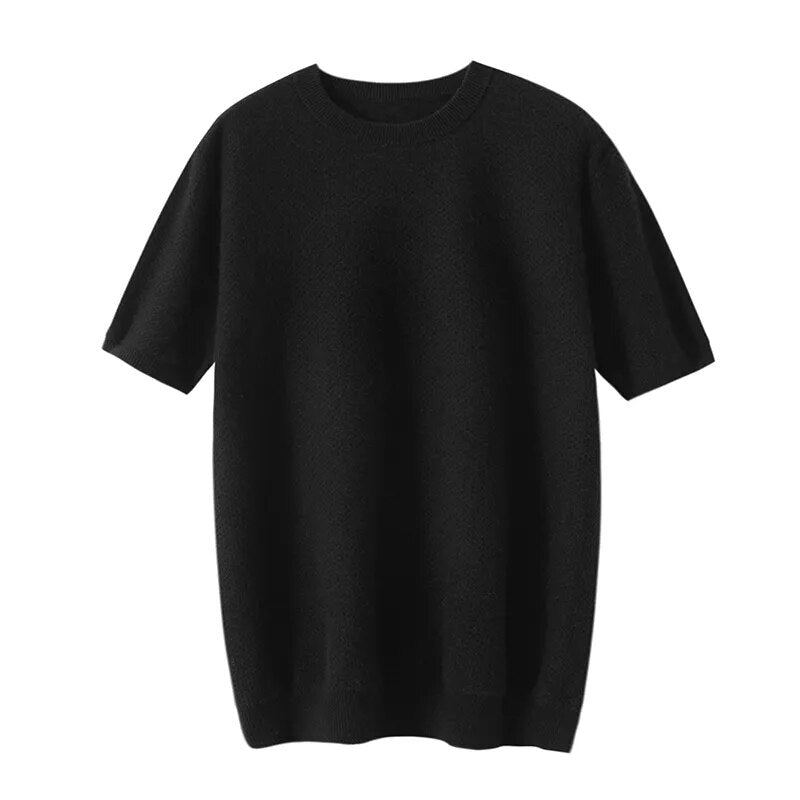 Chandails En Cachemire Col Rond Pour Hommes Nouveau T-shirt De Printemps En Tricot Jeunes Haut De Gamme De Ample - Noir