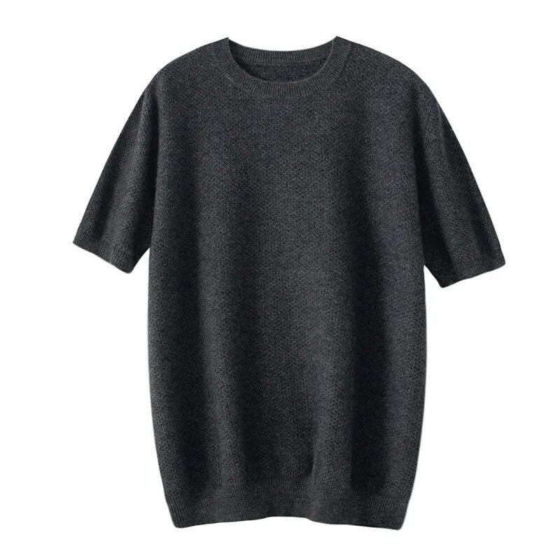 Chandails En Cachemire Col Rond Pour Hommes Nouveau T-shirt De Printemps En Tricot Jeunes Haut De Gamme De Ample - Noir