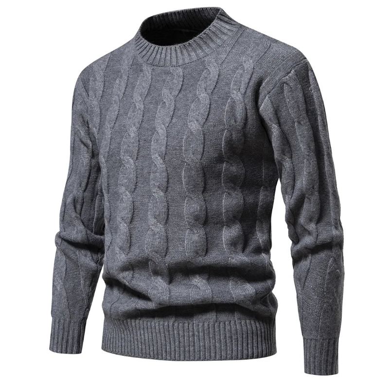 Chandails Vêtements Hiver Vintage Pull Hommes Manteaux Solide Rayé Col Roulé Automne - Noir