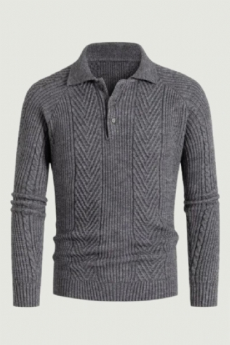 Chemise À Base Slim Pour Hommes Pull À Revers Tricot Jacquard Manteau Épais Automne Et Hiver