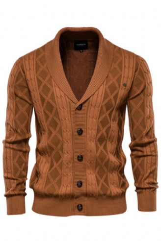 Coton Argyle Cardigan Hommes Décontracté Simple Boutonnage Solide Affaires Cardigans Hiver Pull Homme