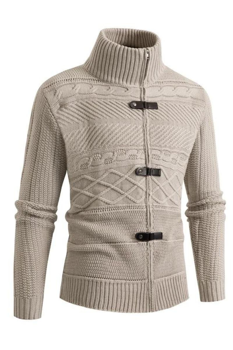 Hiver Chaud Hommes Décontracté Coupe Ajustée Chandails Cardigan Cornes Épais Pull Bouton Couche De Finition