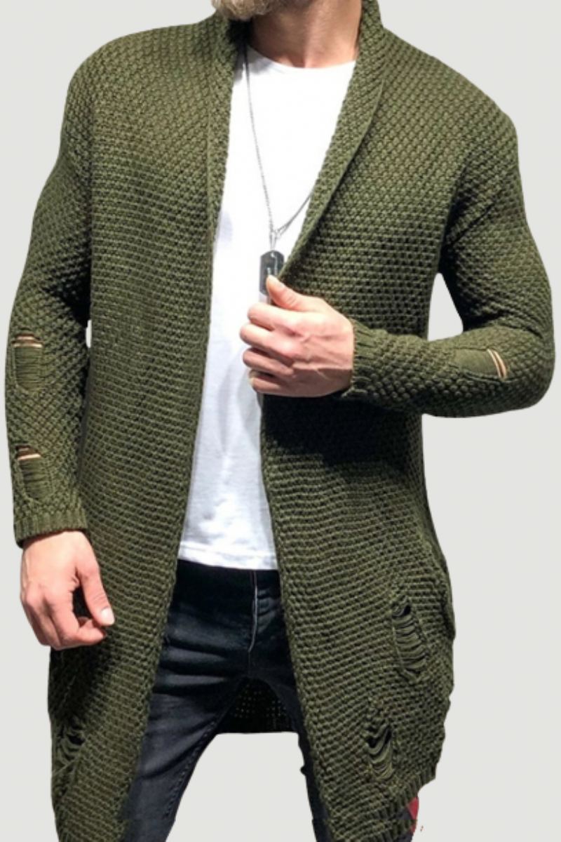 Hommes Cardigan Pull Décontracté Tricoté Pulls Manteau Hauts Streetwear Mi-long Vêtements