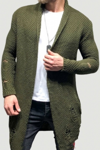 Hommes Cardigan Pull Décontracté Tricoté Pulls Manteau Hauts Streetwear Mi-long Vêtements