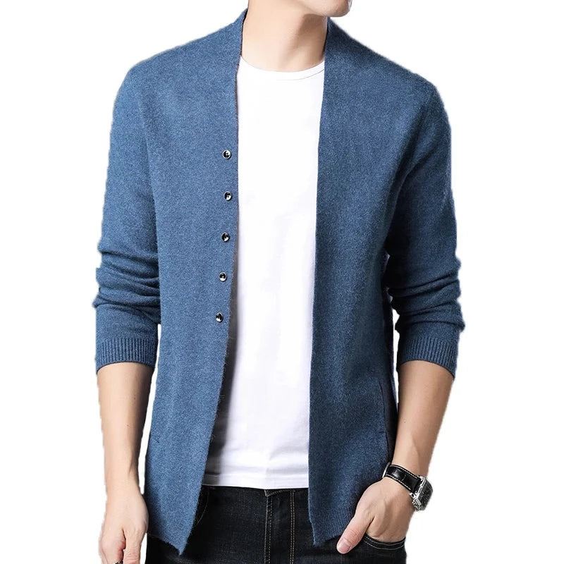 Hommes Cardigan Vestes Manteaux Streetwear Tendance Coupe-vent Automne Pardessus Pull Décontracté Veste Vêtements - Noir