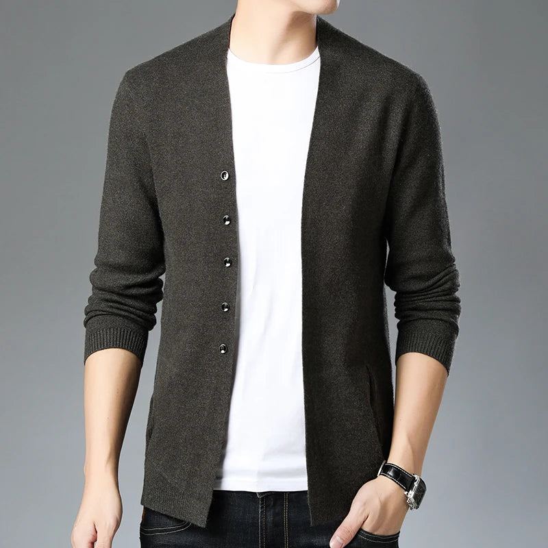 Hommes Cardigan Vestes Manteaux Streetwear Tendance Coupe-vent Automne Pardessus Pull Décontracté Veste Vêtements - Noir