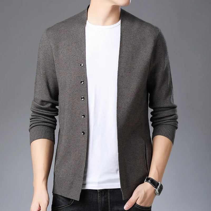 Hommes Cardigan Vestes Manteaux Streetwear Tendance Coupe-vent Automne Pardessus Pull Décontracté Veste Vêtements - Noir