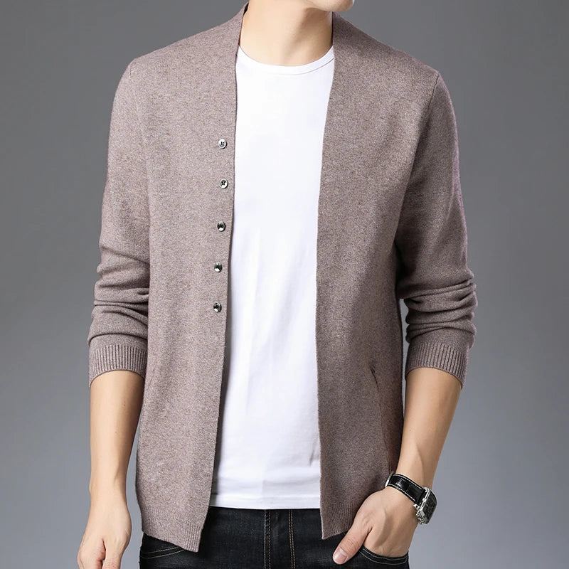 Hommes Cardigan Vestes Manteaux Streetwear Tendance Coupe-vent Automne Pardessus Pull Décontracté Veste Vêtements - Noir