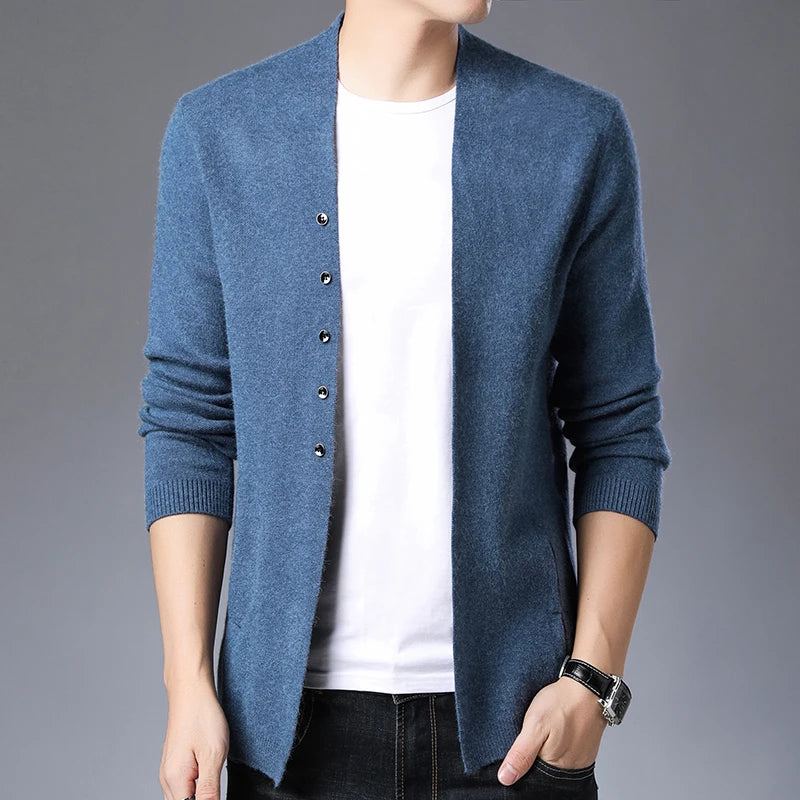 Hommes Cardigan Vestes Manteaux Streetwear Tendance Coupe-vent Automne Pardessus Pull Décontracté Veste Vêtements - Noir