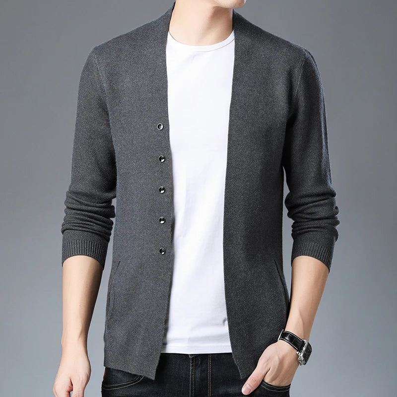 Hommes Cardigan Vestes Manteaux Streetwear Tendance Coupe-vent Automne Pardessus Pull Décontracté Veste Vêtements - Noir