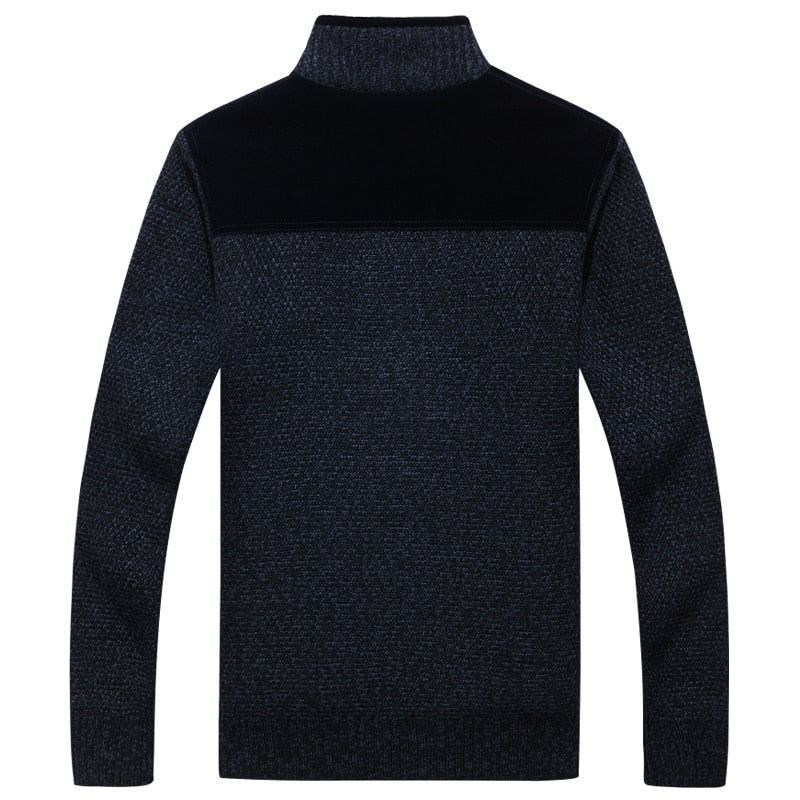 Hommes Chandails Avec Fermetures À Glissière Épais Polaire Chaud Noir Décontracté Hiver Cardigan Laine - 290 Noir