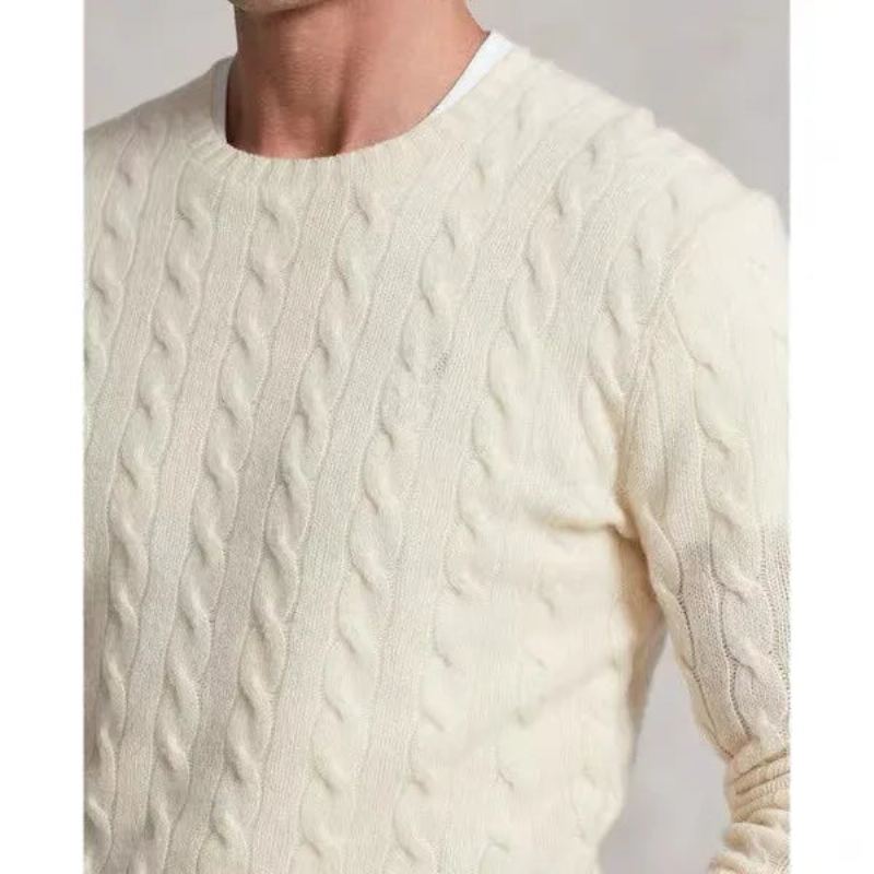 Hommes Cheval Pull Solide Décontracté Homme - Beige