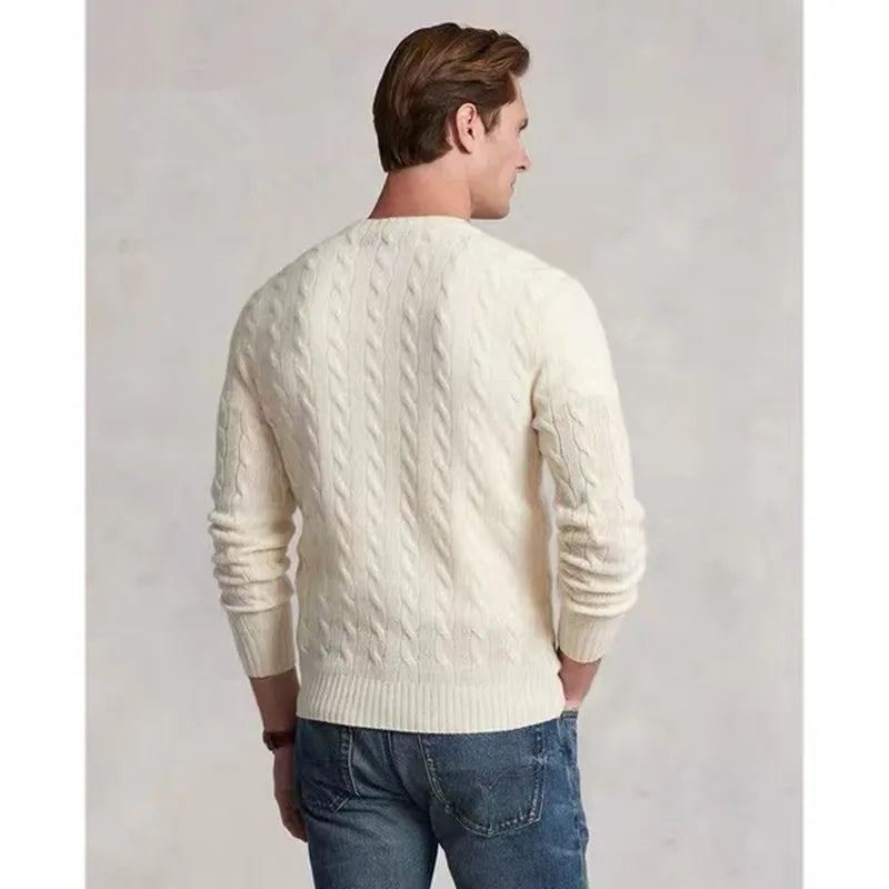 Hommes Cheval Pull Solide Décontracté Homme - Beige