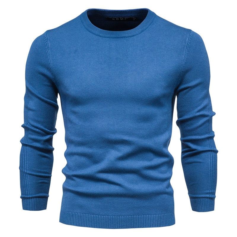 Hommes Pull Décontracté Couleur Unie Chaud Hiver Mince Chandails - Flog Bleu