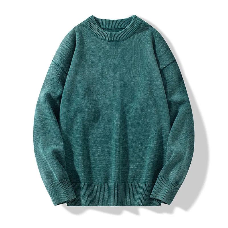 Hommes Tricotés Vintage Chandails Décontracté En Vrac Solide Épais Chaud Pull Mâle Col Roulé Hiver - Vert Foncé