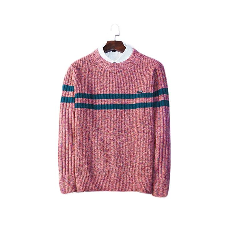 Hommes Vintage Tricot Pull Printemps Et Automne Mode Rayé Dessus Patchwork Pullover Décontracté Chandails Vêtements - Rose