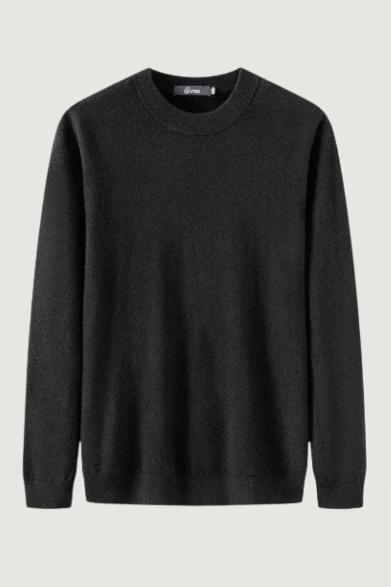 Laine Solide Sans Couture Noir Printemps Automne Hommes Pulls Pull