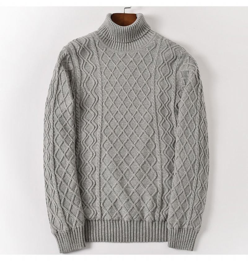 Polaire Chaud Coton Pull À Col Roulé Hommes Hiver Pulls Mâle Col - Thin 296 Gris Clair