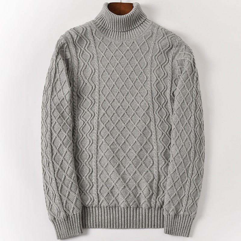 Polaire Chaud Coton Pull À Col Roulé Hommes Hiver Pulls Mâle Col - Thin 296 Gris Clair