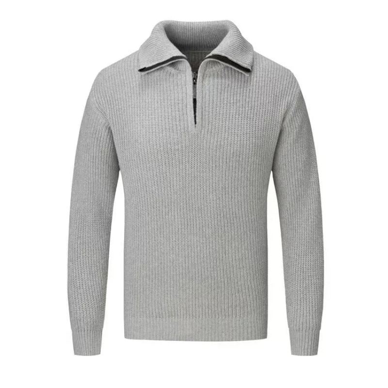 Polos Tricotés Pour Hommes Pull-over Hauts Slim Fit Automne Et Hiver - Gris