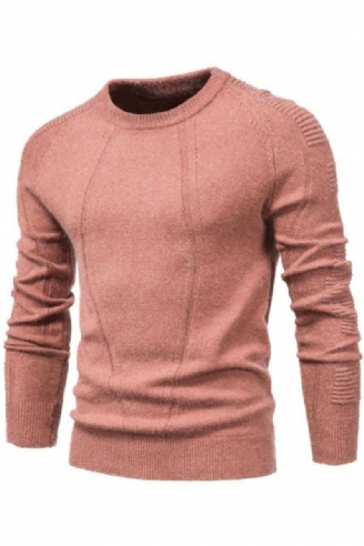 Pull À Col Rond Pour Homme Couleur Unie Géométrique Décontracté Slim Vêtements Hommes Automne Et Hiver