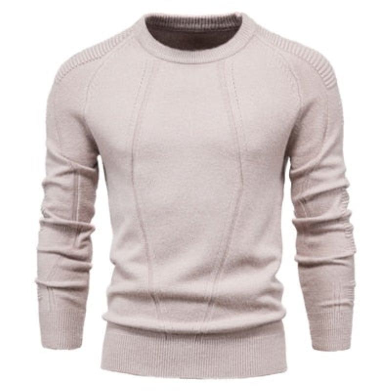 Pull À Col Rond Pour Homme Couleur Unie Géométrique Décontracté Slim Vêtements Hommes Automne Et Hiver - Noir