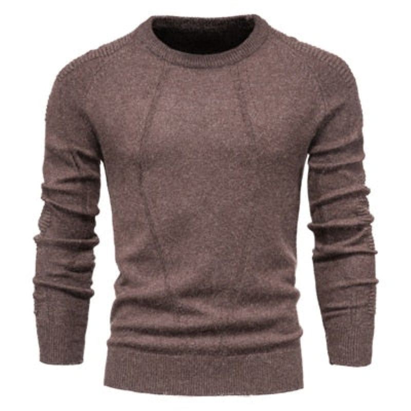 Pull À Col Rond Pour Homme Couleur Unie Géométrique Décontracté Slim Vêtements Hommes Automne Et Hiver - Noir