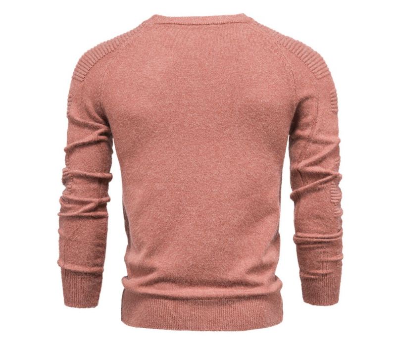 Pull À Col Rond Pour Homme Couleur Unie Géométrique Décontracté Slim Vêtements Hommes Automne Et Hiver - Noir