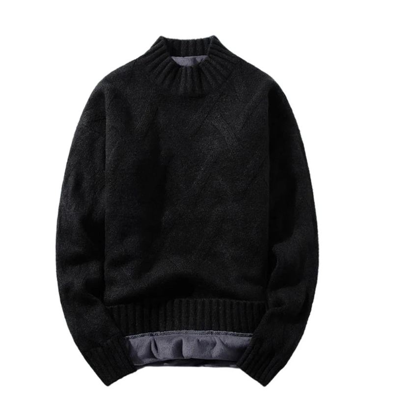 Pull À Col Roulé Pour Hommes En Tricot Chaud Loisirs Manches Longues Épais Streetwear Hiver - Kaki