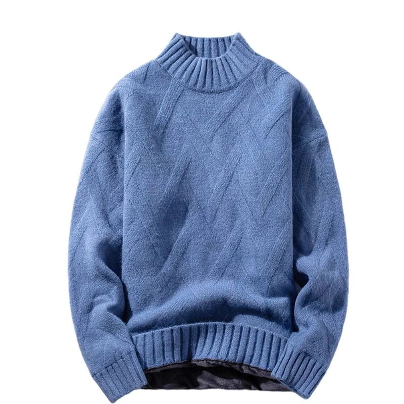 Pull À Col Roulé Pour Hommes En Tricot Chaud Loisirs Manches Longues Épais Streetwear Hiver - Kaki