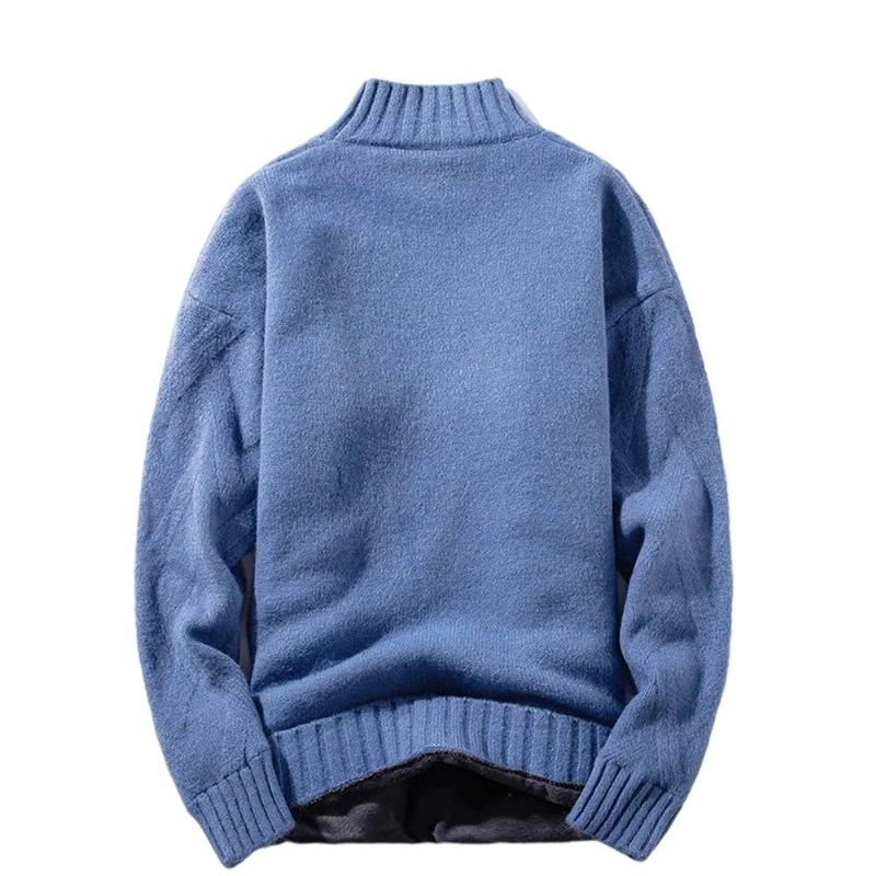 Pull À Col Roulé Pour Hommes En Tricot Chaud Loisirs Manches Longues Épais Streetwear Hiver - Kaki