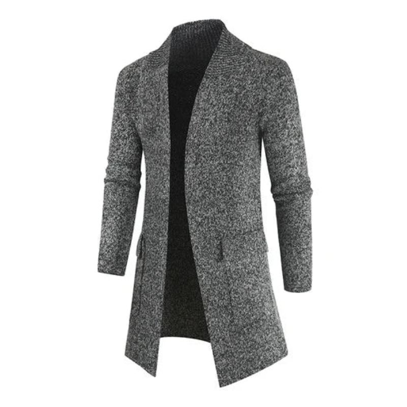 Pull Décontracté Hommes Longs Cardigans Tricoté Vestes Mâle Mince Cardigan Tricot Hiver Manteaux Solides - Kaki