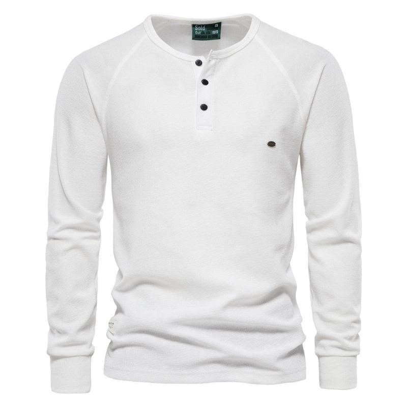 Pull Doux À Col Rond Pour Homme Vêtement Chaud Et Slim À Boutons Nouvelle Collection Automne - Blanc