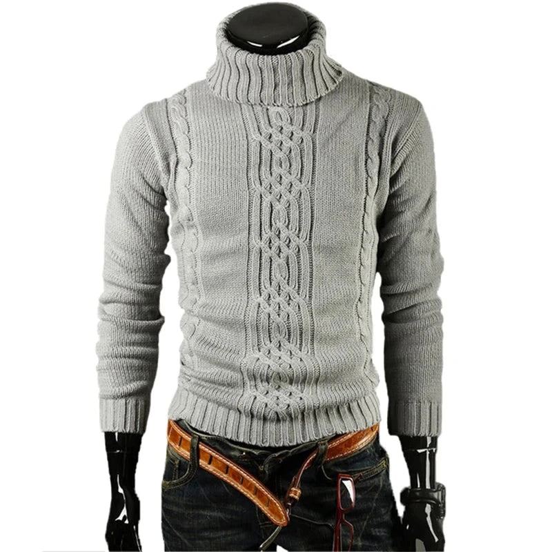 Pull Hommes Décontracté Mince Chandails Solide Haut Revers Jacquard Couverture - Gris Foncé