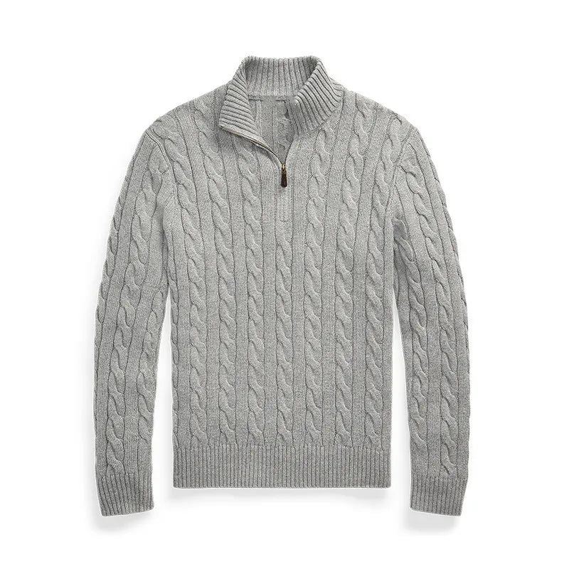 Pull En Laine Pour Hommes Gris Paul Ralph Cheval Décontracté Brodé Marque De Polo À Manches Longues Haut En Tricot - Gris