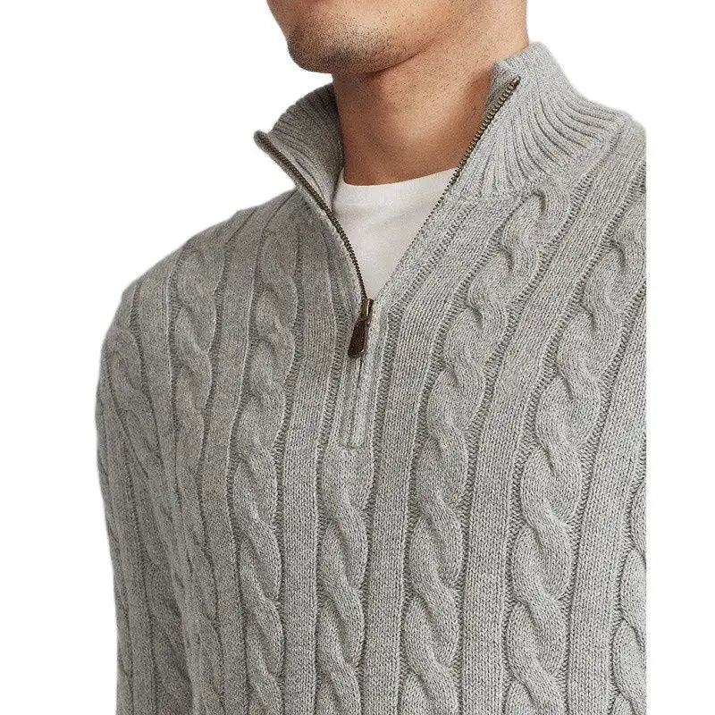 Pull En Laine Pour Hommes Gris Paul Ralph Cheval Décontracté Brodé Marque De Polo À Manches Longues Haut En Tricot - Gris