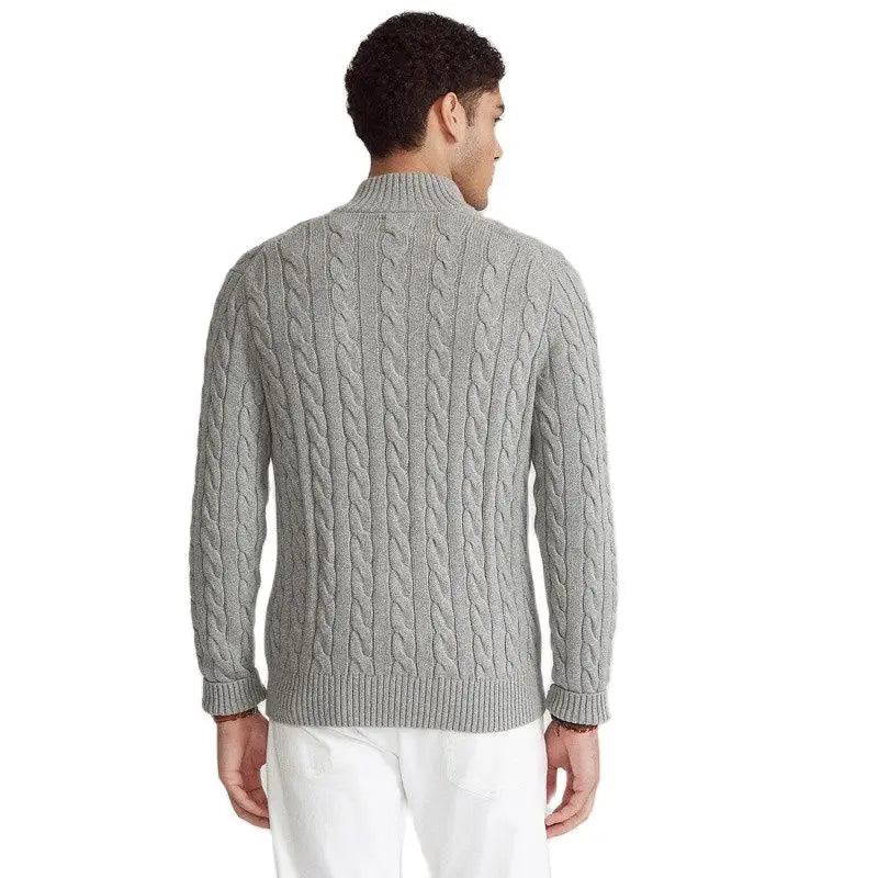 Pull En Laine Pour Hommes Gris Paul Ralph Cheval Décontracté Brodé Marque De Polo À Manches Longues Haut En Tricot - Gris