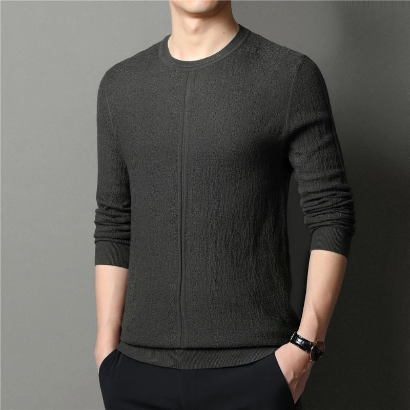 Pull En Laine Hommes Vêtements Automne Hiver Streetwear Tricots - Gris Foncé