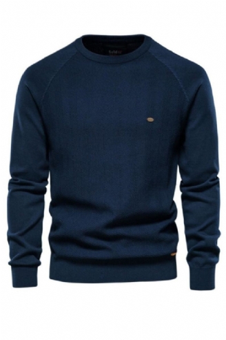 Pull À Manches Longues En Coton Pour Hommes Décontracté Couleur Unie Pulls Tricotés De Base Nouvelle Qualité D'hiver